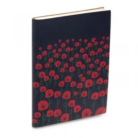 field poppy remembrance gift black leather notebook first world war